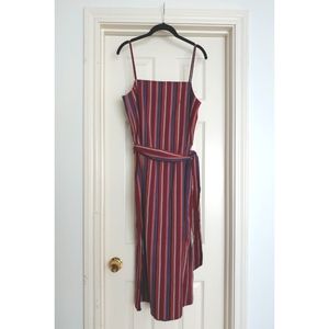 NWT Cupcakes & Cashmere / Striped Square Neck Tank Dress / Fire Opal / size S